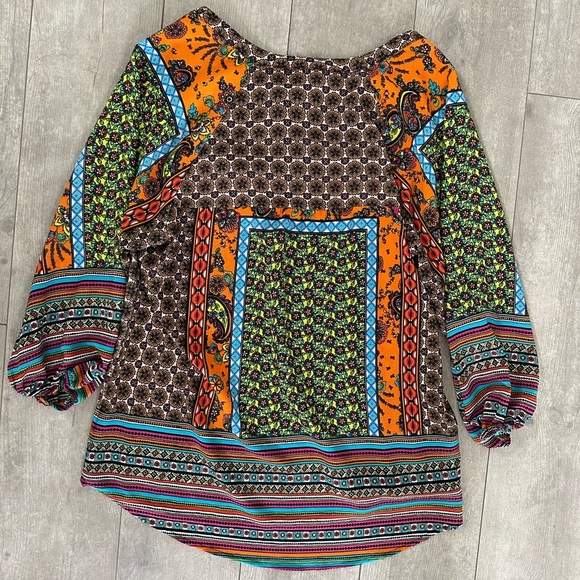 Fig and Flower Anthropologie Mixed Media Tunic Blouse women’s large - Picture 2 of 16